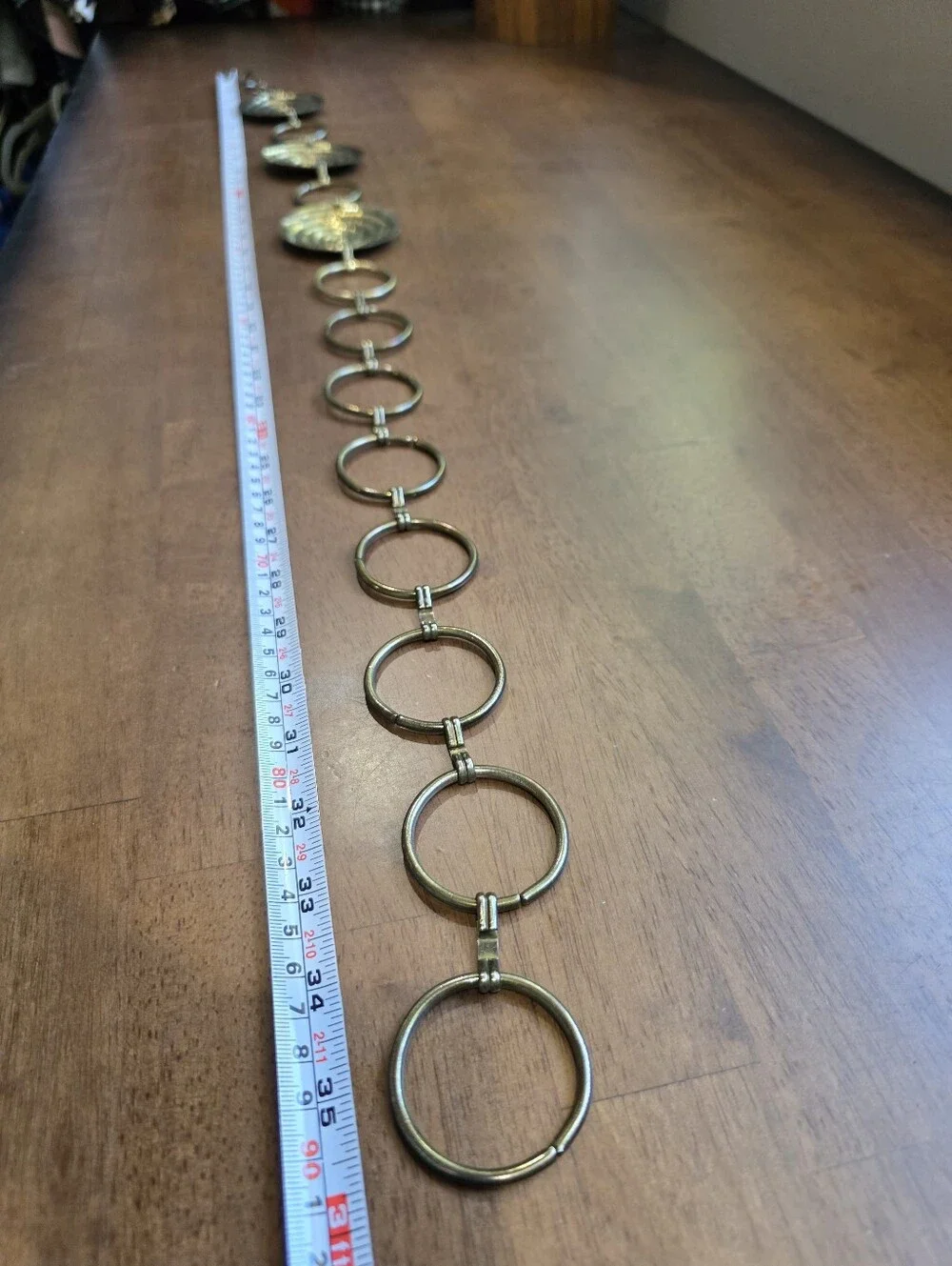 Vintage Brass Spiral Medallion Chain Belt Boho Y2K Statement Coiled Swirl Link B